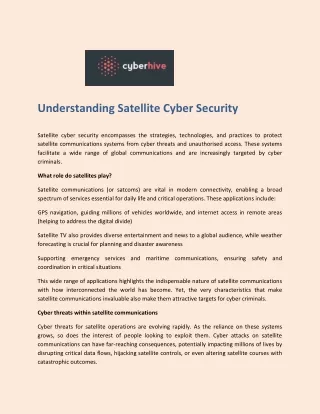 Understanding satellite cyber security - CyberHive