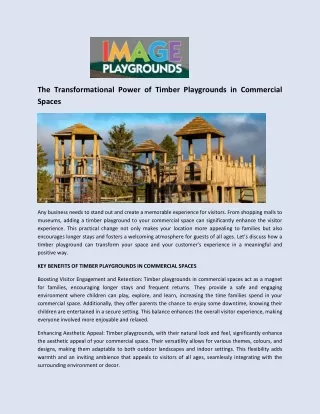 The Transformational Power of Timber Playgrounds in Commercial Spaces - Image Playgrounds