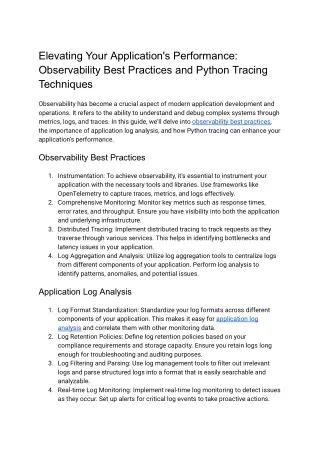 Elevating Your Application's Performance_ Observability Best Practices and Python Tracing Techniques