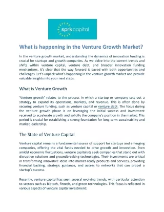 What is Happening in the Venture Growth Market - SPRK Capital