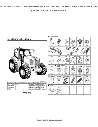 Kubota M125GXDTSC-4 Tractor Parts Catalogue Manual (Publishing ID BKIDK5254)