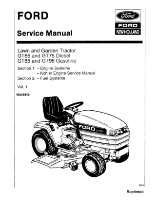 Ford New Holland GT65 Gasoline Lawn and Garden Tractor Service Repair Manual Instant Download