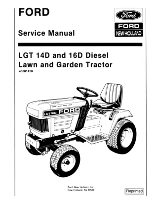 Ford New Holland LGT14D Diesel Lawn and Garden Tractor Service Repair Manual Instant Download