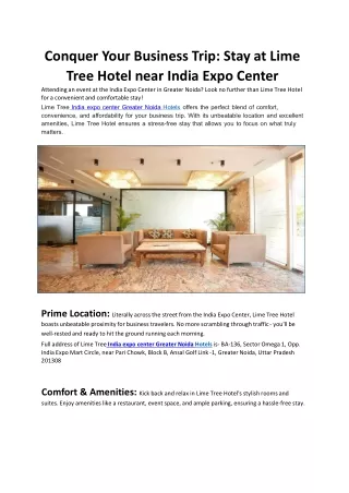 India expo center Greater Noida hotels