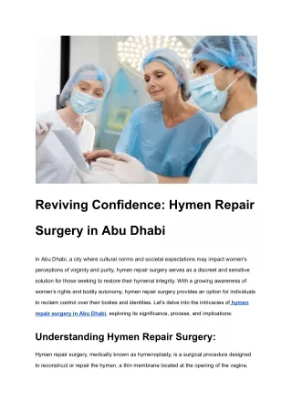 Reviving Confidence_ Hymen Repair Surgery in Abu Dhabi