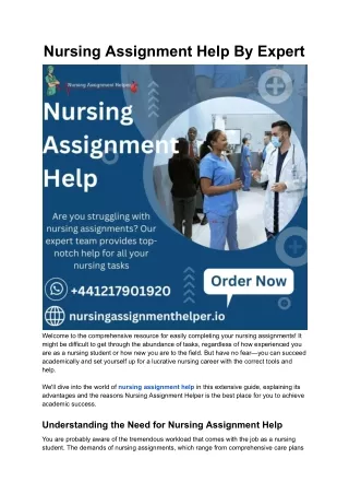 Nursing Assignment Help By Expert