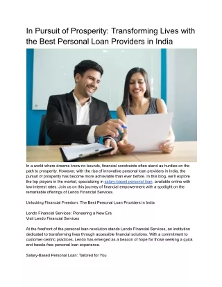 Salary-based personal loan