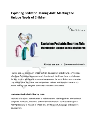 Exploring Pediatric Hearing Aids: Meeting the Unique Needs of Children