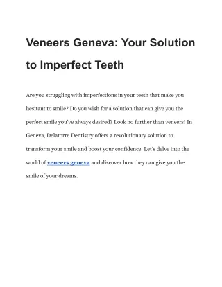 Veneers Geneva_ Your Solution to Imperfect Teeth