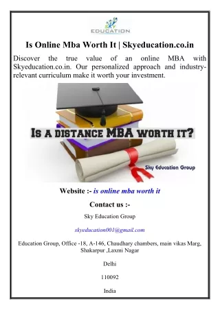 Is Online Mba Worth It  Skyeducation.co.in