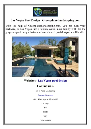 Las Vegas Pool Design   Greenplanetlandscaping.com