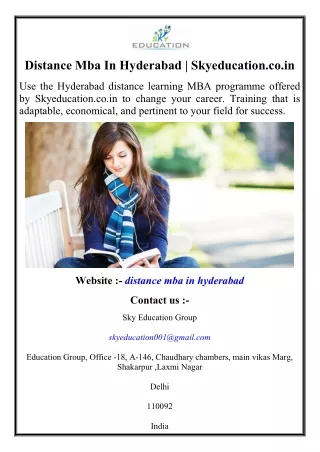 Distance Mba In Hyderabad  Skyeducation.co.in