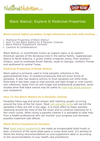 Black Walnut Explore It Medicinal Properties