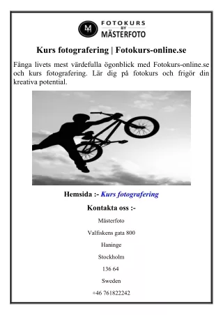 Kurs fotografering  Fotokurs-online.se