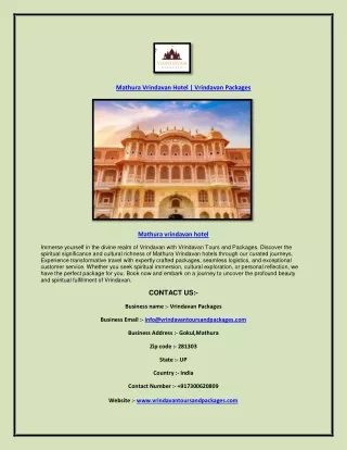 Mathura Vrindavan Hotel