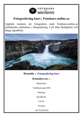Fotografering kurs  Fotokurs-online.se