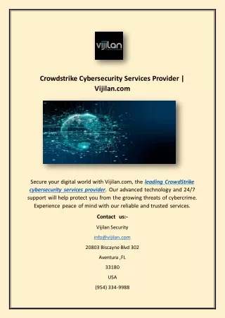 Crowdstrike Cybersecurity Services Provider | Vijilan.com