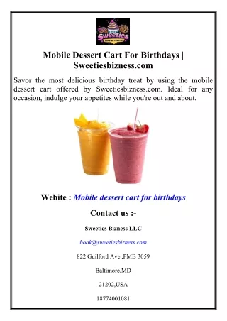 Mobile Dessert Cart For Birthday Sweetiesbizness.com