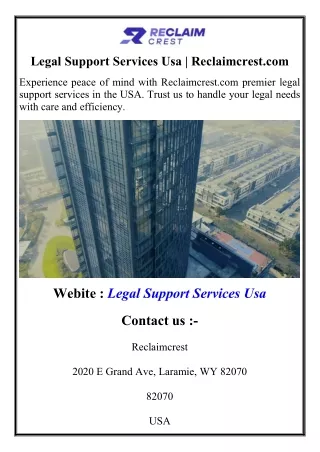Legal Support Services Usa  Reclaimcrest.com