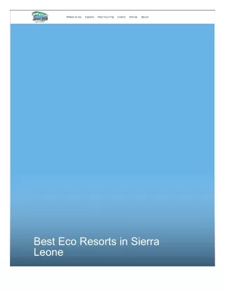 Best Eco Resorts in Sierra Leone