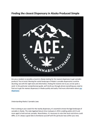 ACE alaska recreational dispensary