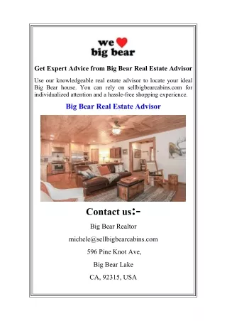 Get Expert Advice from Big Bear Real Estate Advisor