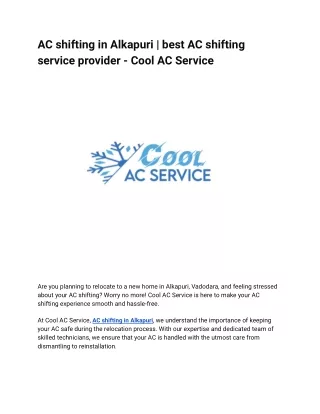 AC shifting in Alkapuri _ best AC shifting service provider - Cool AC Service