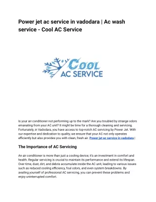 Power jet ac service in vadodara _ Ac wash service - Cool AC Service