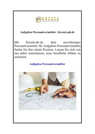 Aufgaben Personalvermittler | Kresek-pb.de