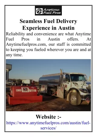 Seamless Fuel Delivery Experience in Austin