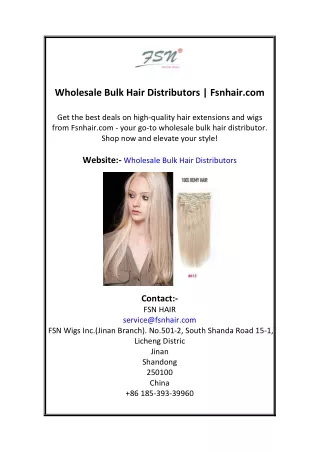 Wholesale Bulk Hair Distributors | Fsnhair.com