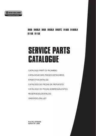 New Holland B90B Backhoe Loader Parts Catalogue Manual Instant Download