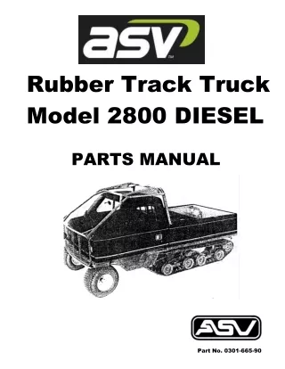 ASV HPD HPT 2800 Track Truck Parts Catalogue Manual