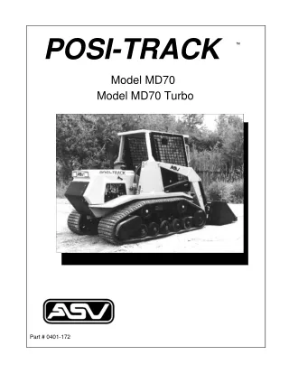 ASV Posi-Track MD70 Track Loader Parts Catalogue Manual