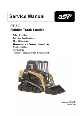 ASV Posi-Track PT-30 Track Loader Service Repair Manual