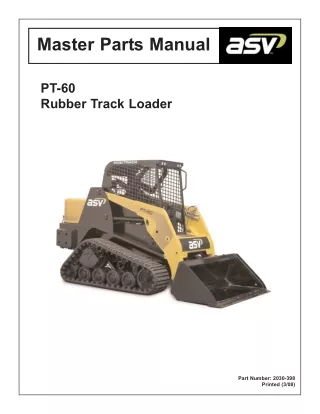 ASV Posi-Track PT-60 Track Loader Master Parts Catalogue Manual