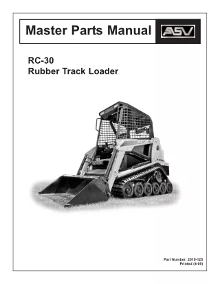 ASV Posi-Track RC 30 Track Loader Parts Catalogue Manual