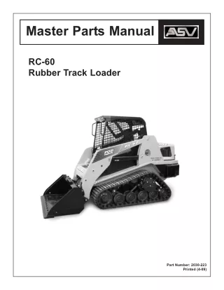 ASV Posi-Track RC-60 Track Loader Master Parts Catalogue Manual