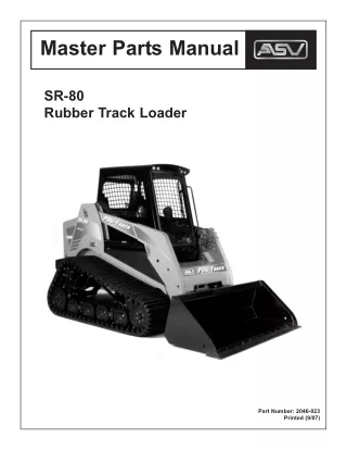 ASV Posi-Track SR 80 Track Loader Parts Catalogue Manual