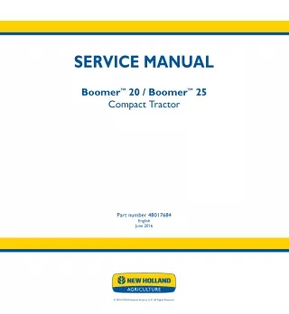 New Holland Boomer 20 Compact Tractor Service Repair Manual Instant Download