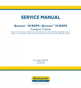 New Holland Boomer 40 ROPS Compact Tractor Service Repair Manual Instant Download PIN 0 to 2103012735