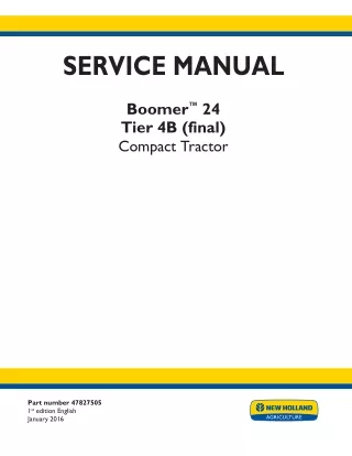 New Holland Boomer™ 24 Tier 4B (final) Compact Tractor Service Repair Manual Instant Download