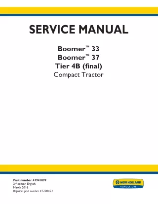 New Holland Boomer™ 33 Tier 4B (final) Compact Tractor Service Repair Manual Instant Download