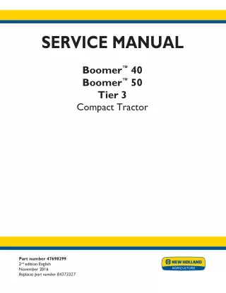 New Holland Boomer™ 40 Tier 3 Compact Tractor Service Repair Manual Instant Download [0 - 2103012735]