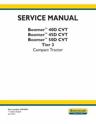 New Holland Boomer™ 40D CVT Tier 3 Compact Tractor Service Repair Manual Instant Download