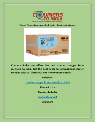 Courier Charges From Australia To India  Courierstoindia