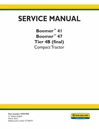 New Holland Boomer™ 41 Tier 4B (final) Compact Tractor Service Repair Manual Instant Download