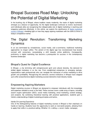 Bhopal Success Road Map_ Unlocking the Potential of Digital Marketing