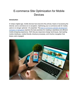 E-commerce Site Optimization for Mobile Devices
