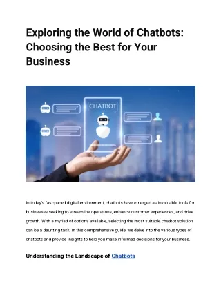 Exploring the World of Chatbots: Choosing the Best for Your Business